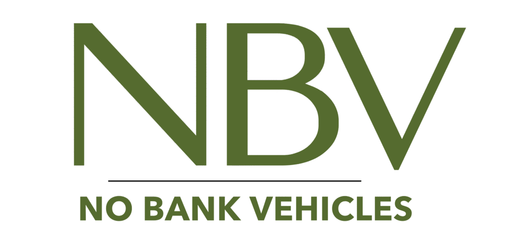 Logo with large green letters 'NBDV' (or 'NDBV') and the tagline 'NO BANK VEHICLES' beneath.